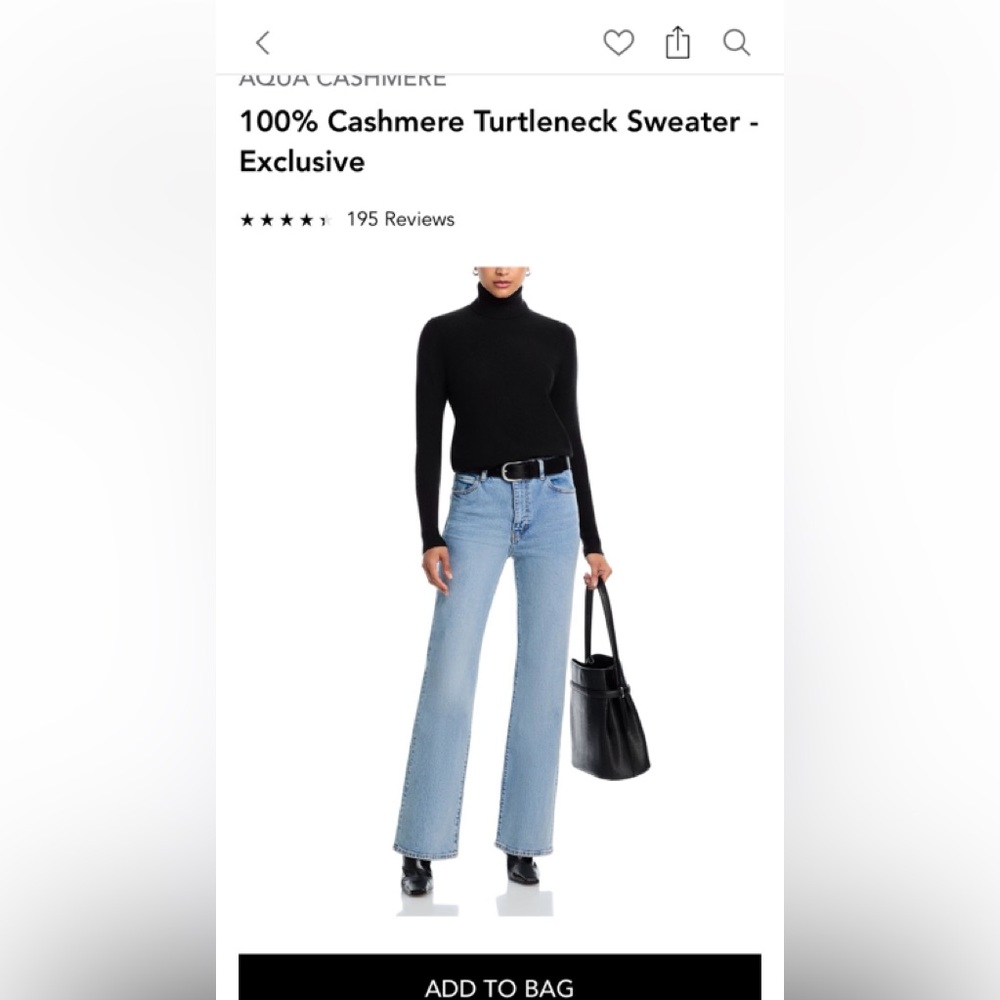 Bloomingdale Aqua Black cashmere Turtleneck Sweater